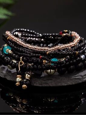 Black Boho Beaded Bracelet